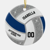Silver Glitzer Volleyball Custom Design Keramik Ornament (Vorne)