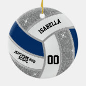 Silver Glitzer Volleyball Custom Design Keramik Ornament (Hinten)