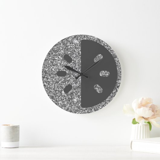 Silver Glitzer Wall Clock Große Wanduhr (Zuhause)