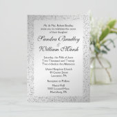 Silver Glitzer Wedding Einladung 5"x 7" (Stehend Vorderseite)