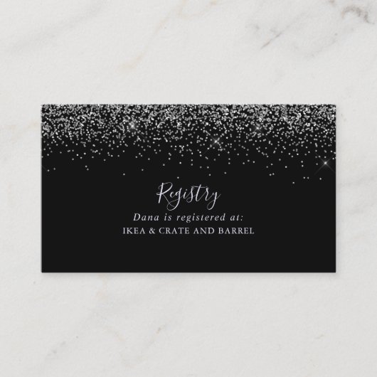 Silver Glitzer Wedding Gift Registry Begleitkarte (Vorderseite)