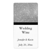 Silver Glitzer Wedding Mini Wine Label (Vorne)