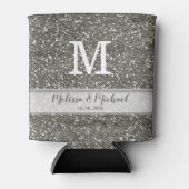 Silver Glitzer Wedding Monogram Dosenkühler (Vorderseite)