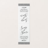 Silver Glitzer Wedding Party Hashtag Sign Card (Außenseite Aufgefaltet)