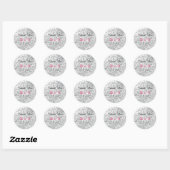 Silver Glitzer Wedding Personalisiert Runder Aufkleber (Blatt)