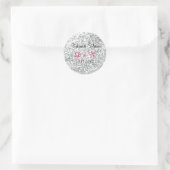 Silver Glitzer Wedding Personalisiert Runder Aufkleber (Tasche)