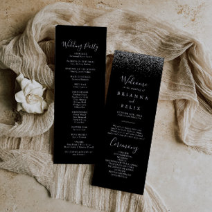 Silver Glitzer Wedding Program Programm
