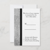 Silver Glitzer Wedding RSVP Card (Vorderseite)