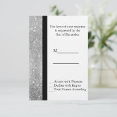 Silver Glitzer Wedding RSVP Card Karte (Stehend Vorderseite)