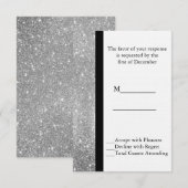 Silver Glitzer Wedding RSVP Card Karte (Vorne/Hinten)