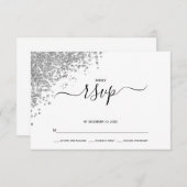 Silver Glitzer Wedding RSVP Karte (Vorne/Hinten)
