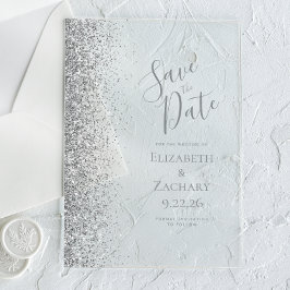 Silver Glitzer Wedding Save the Date Acryleinladungen