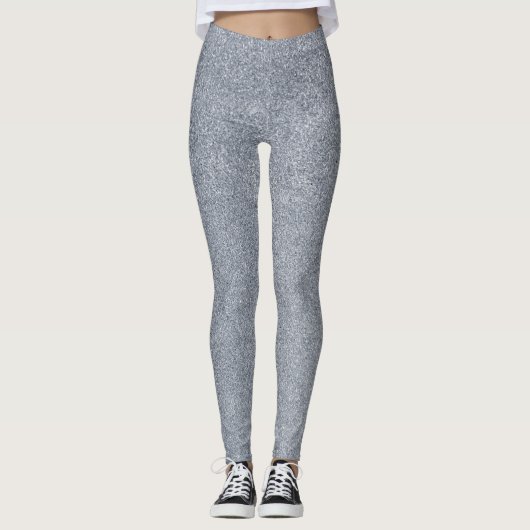 Silver Glitzer Weihnachten Leggings (Vorderseite)