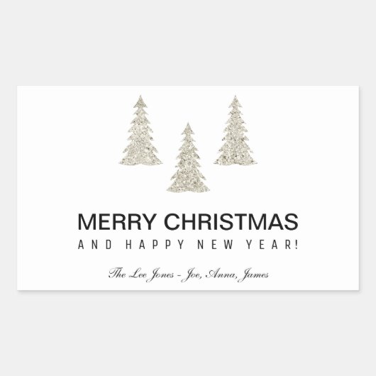 Silver Glitzer Weihnachten Rechteckiger Aufkleber (Vorderseite)