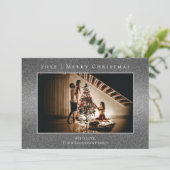 Silver Glitzer Weihnachts-Fotokarte Feiertagskarte (Stehend Vorderseite)