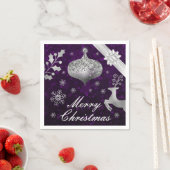 Silver Glitzer Weihnachtsbauble und Ribbon Serviette (Beispiel)