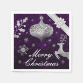 Silver Glitzer Weihnachtsbauble und Ribbon Serviette (Vorderseite)
