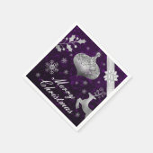 Silver Glitzer Weihnachtsbauble und Ribbon Serviette (Ecke)