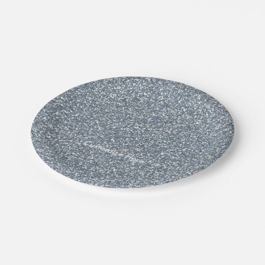 Silver Glitzer Weihnachtsfeier Teller (Schrägansicht)