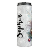 Silver Glitzer Weihnachtsfest Individuelle Name Thermosbecher (Rückseite)