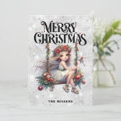 Silver Glitzer Weihnachtskarte Karte (Stehend Vorderseite)