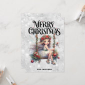 Silver Glitzer Weihnachtskarte Karte (Vorderseite/Rückseite Beispiel)