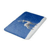 Silver Glitzer Weihnachtsmann im Schnee Badematte (Schrägansicht)