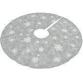 Silver Glitzer Weihnachtsstars Schneeflocken Muste Polyester Weihnachtsbaumdecke (Schrägansicht)
