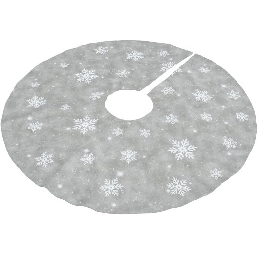 Silver Glitzer Weihnachtsstars Schneeflocken Muste Polyester Weihnachtsbaumdecke (Schrägansicht)