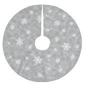 Silver Glitzer Weihnachtsstars Schneeflocken Muste Polyester Weihnachtsbaumdecke (Vorderseite)