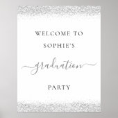 Silver Glitzer Welcome Graduation Party Poster (Vorne)