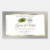 Silver Glitzer White Product Labels Ladybug Logo Rechteckiger Aufkleber (Vorderseite)