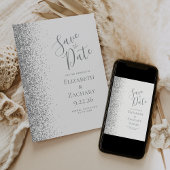 Silver Glitzer White Save the Date Ankündigung