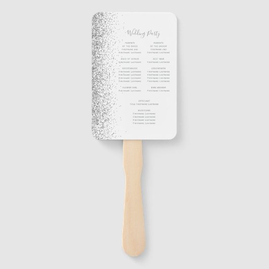 Silver Glitzer White Wedding Program Fächer (Rückseite)