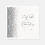 Silver Glitzer White Wedkins Serviette (Vorderseite)