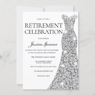 Silver Glitzer Womans Retirement Party Einladung