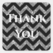 Silver Glitzer Zickzack Danke Stickers (Vorderseite)