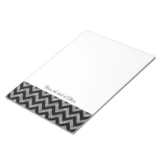 Silver Glitzer Zickzack Notepad Notizblock (angewinkelt)