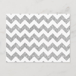Silver Glitzer Zigzag Streifen Zickzack Muster Postkarte