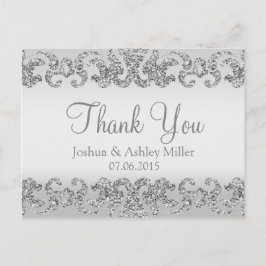 Silver Glitzern Look Vielen Dank Postkarte