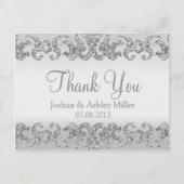 Silver Glitzern Look Vielen Dank Postkarte (Vorderseite)