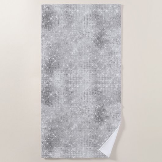Silver Glitzy Chic Glam Sparkle Strandtuch (Vorderseite)