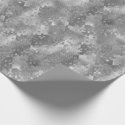 Silver Glitzy Glitzer Schlange Print Geschenkpapier (Ecke)