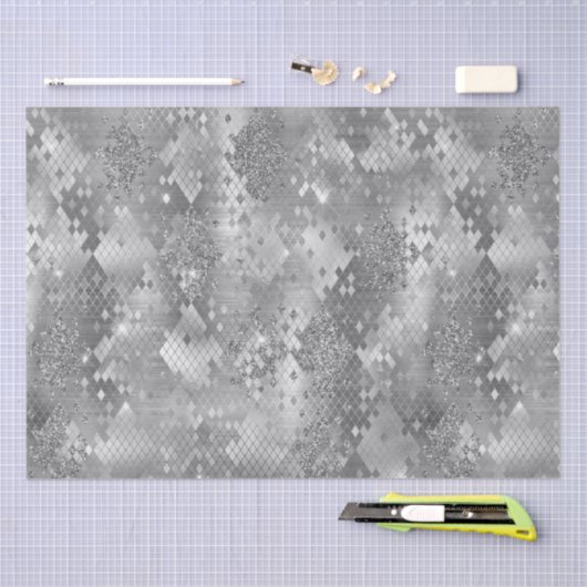 Silver Glitzy Glitzer Schlange Print Seidenpapier (Handwerk)