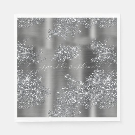 Silver Glitzy Glitzer Serviette (Vorderseite)