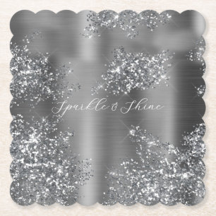 Silver Glitzy Glitzer Untersetzer