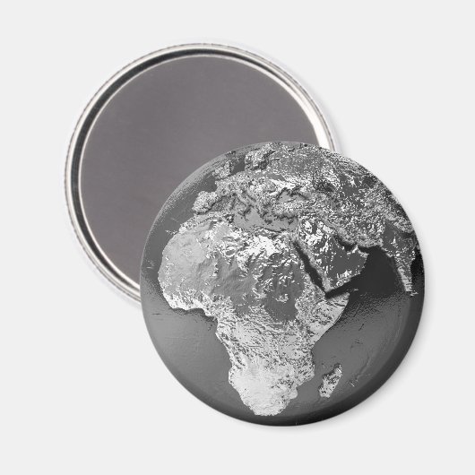 Silver Globe - Afrika, 3d Render Magnet (Vorderseite/Rückseite)