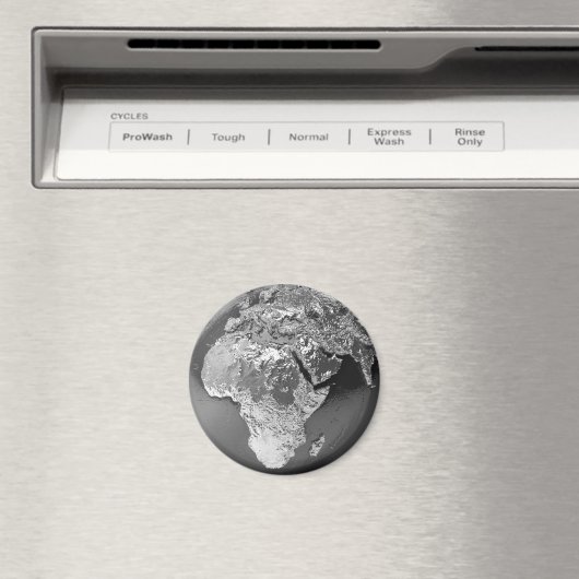 Silver Globe - Afrika, 3d Render Magnet (In Situ (Geschirrspüler))