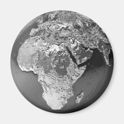 Silver Globe - Afrika, 3d Render Magnet (Vorne)