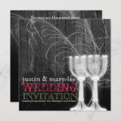 Silver Goblets Spider Web Gothic Vintage Hochzeit Einladung (Vorne/Hinten)